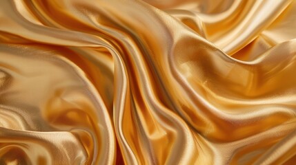 Obraz premium A gold fabric with a shiny texture. The fabric is draped over a surface, creating a sense of movement and elegance