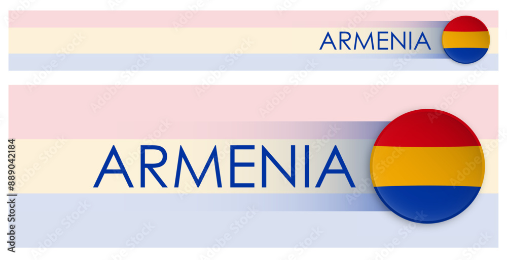 Wall mural armenia flag horizontal web banner in modern neomorphism style. webpage armenian country header butt