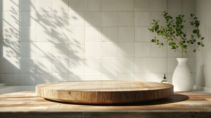 Wooden podium for bathing and spa products