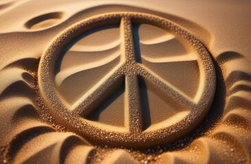 peace symbol on sand