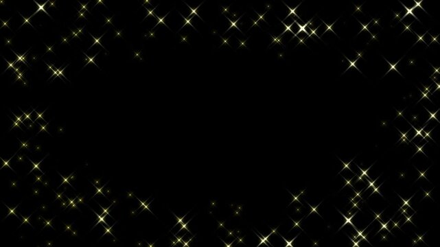 Shining yellow stars coming from the front / Loop /Transparent background
