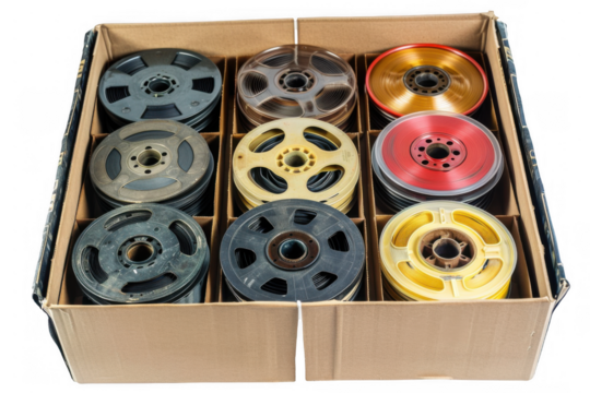 Box of Vintage Film Reels