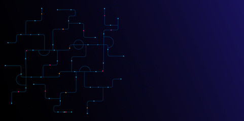 Vectors Abstract connecting lines and dots., Social networking, network connection and global communication technology background