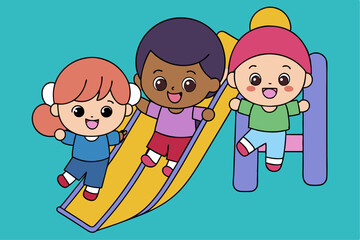 Multicultural kids playing in a park 