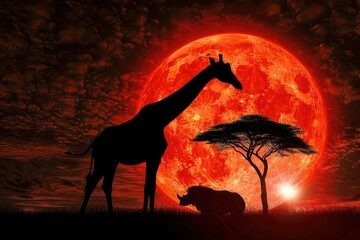 African safari with stunning sunsets and wildlife.