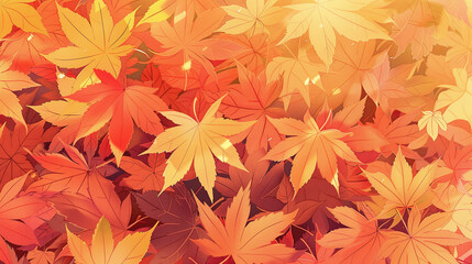 Fototapeta premium abstract vintage colorful watercolor autumn fall leaves leaf maple orange yellow nature wallpaper background bg ground texture art