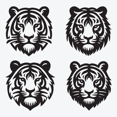 Fototapeta premium Tiger Vector Illustration Silhouette Collection