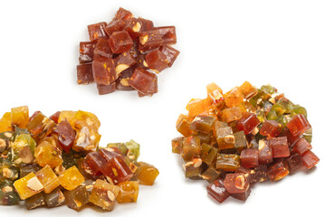 Turkish traditional delight with nuts isolated on white background.