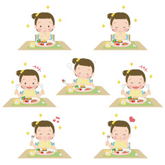 小さな女の子の食事風景セット