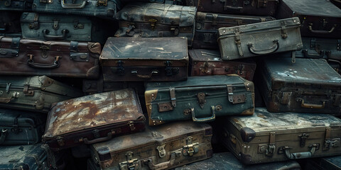 Discarded Dreamers: A pile of old suitcases, their handles rusted shut, serves as a haunting reminder of the millions who left their homeland seeking a better life elsewhere.