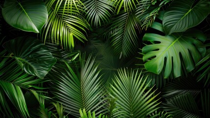 Tropical palm leaf background for travel writing with empty space