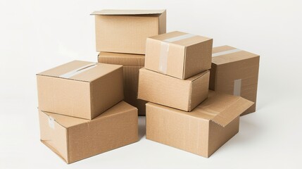 Cardboard Boxes on White Background