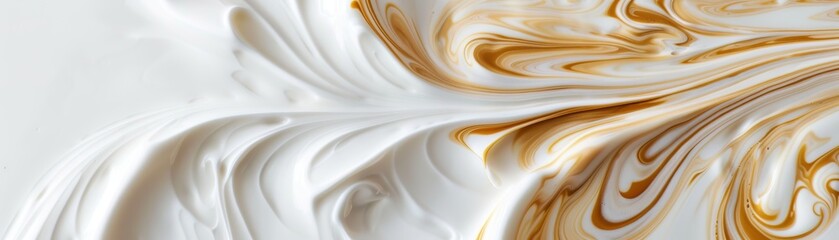 Obraz premium Whimsical Swirls of Milk and Coffee: Abstract and Calming Artistic Composition