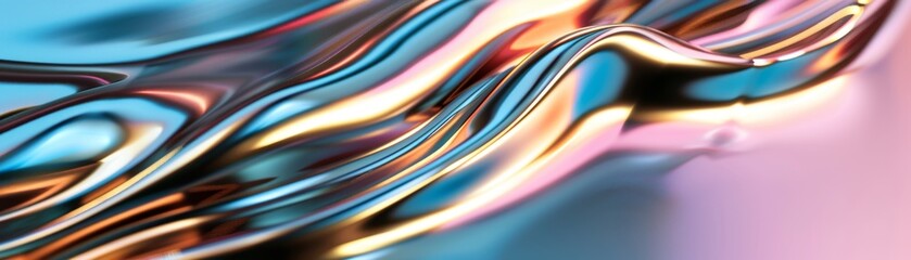 Futuristic Metallic Fluidity - Dynamic Organic Shapes in Shimmering Hues