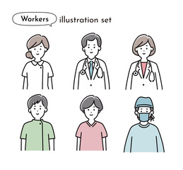 医療従事者・福祉の人物セット素材 上半身