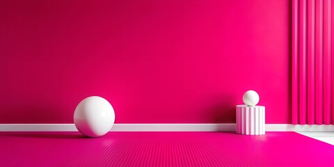 Minimal Surreal Background, A pink room with a white ball and a white pedestal