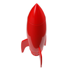 The red rocket png image for sci or Business concept 3d rendering.