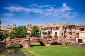 View of the town of Molina de Aragón, Guadalajara, Castilla-la Mancha, Spain, with its medieval...