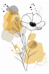 Vector hand drawn abstract watercolor flower