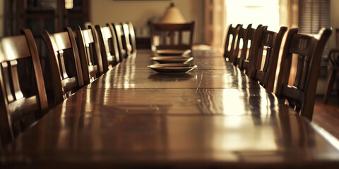 Empty Chairs at the Table: A long dining room table, set for a feast that never came, symbolizing missed opportunities and unrealized potential.