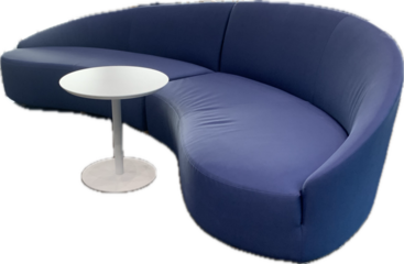 leather sofa, blue curve sofa chair isolate on white background , die cut furniture 