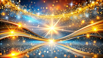 Obraz premium abstract background with various curves of lines with brightly sparkling particles 