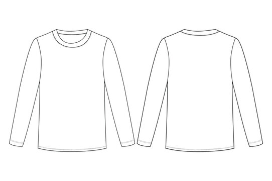 Long Sleeve T Shirt three-quarter sleeves raglan round neck t shirt technical fashion flat sketch vector illustration template front and back