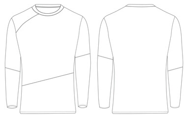 Long Sleeve T Shirt three-quarter sleeves raglan round neck t shirt technical fashion flat sketch vector illustration template front and back