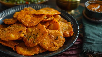 Chorafali is an Indian snack from Gujarat that's crunchy and tasty. It's a traditional homemade dish that is often served with green chutney or tea.