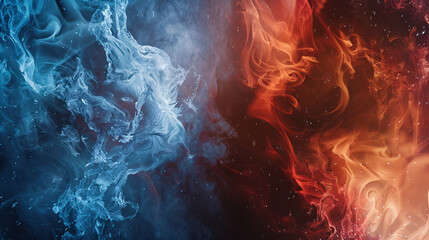 Clash of ice and fire symbolizing battle between good vs evil