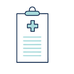 Fototapeta premium Minimalist Medical Examination Icon, Blue and White, Diagnostic Symbol with Copy Space