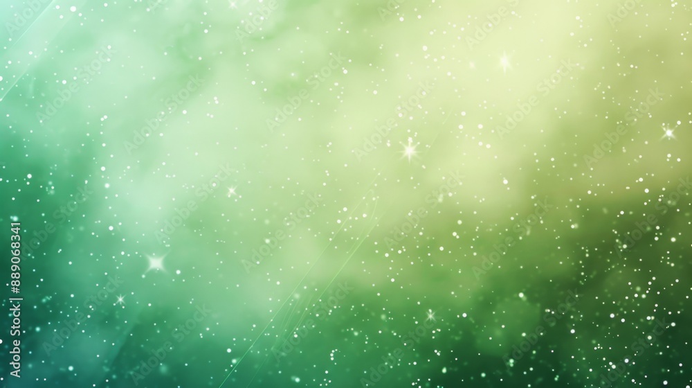 Canvas Prints abstract green and white background with glowing stars.