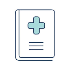 Fototapeta premium Minimalist Medical Journal Icon, Blue and White, Documentation Symbol with Copy Space
