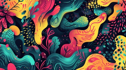 Fototapeta premium An abstract floral pattern in vibrant colors.