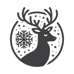 Deer head circular logo design icon, vector illustration