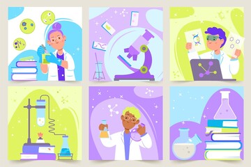 Science lab illustrations in flat design
