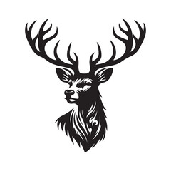 Deer head silhouette illustration vector