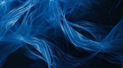 Abstract Blue Swirls on Black Background.