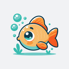 Cute fish cartoon vector illustration sticker sea animal sport icon concept