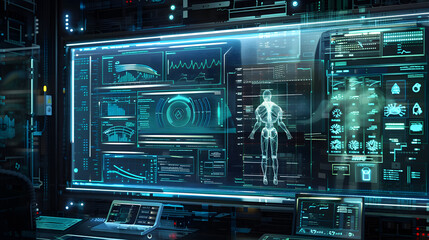 Fototapeta premium Digital interface lab testing for medical technology in innovative science and medicine. Concept Lab Testing, Digital Interface, Medical Technology, Innovative Science, Medicine design 