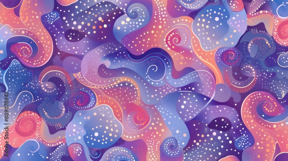 Wall mural Abstract Swirls and Dots Background