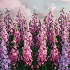 Obraz premium Top view of beautiful tender pink and purple flowers