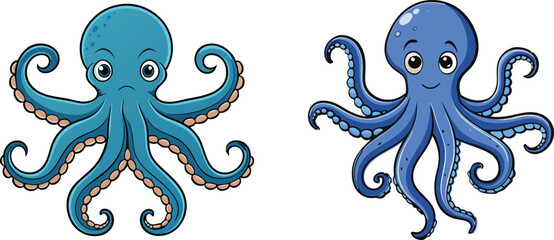  set of octopus  white background