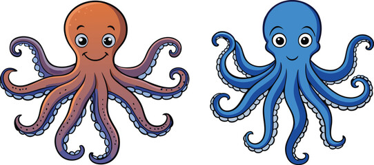  set of octopus  white background © TA graphic design