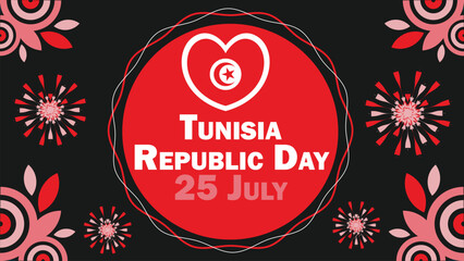 Tunisia Republic Day  vector banner design with geometric shapes and vibrant colors on a horizontal background. Happy Tunisia Republic Day modern minimal poster.