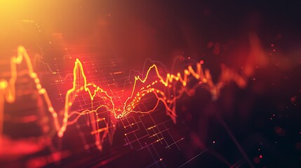 Animated depiction of a stock market graph pulsing with the rhythm of financial activity, resembling a dynamic heartbeat.