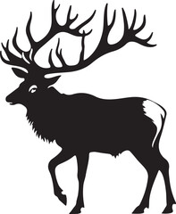 Elk silhouette vector art illustration White Background Free Download