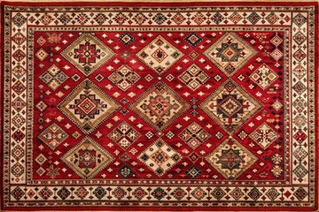 Intricate Arabian Sadu rug with vintage-style motifs and captivating red hue adds traditional elegance to any room, perfect for sophisticated home decor accentuation.