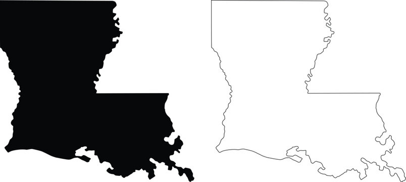 Louisiana state vector contour outline silhouette map