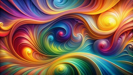 Vibrant abstract swirls and curves dance across a fluid background, blending harmonious patterns and soothing colors in a mesmerizing display of dynamic energy.